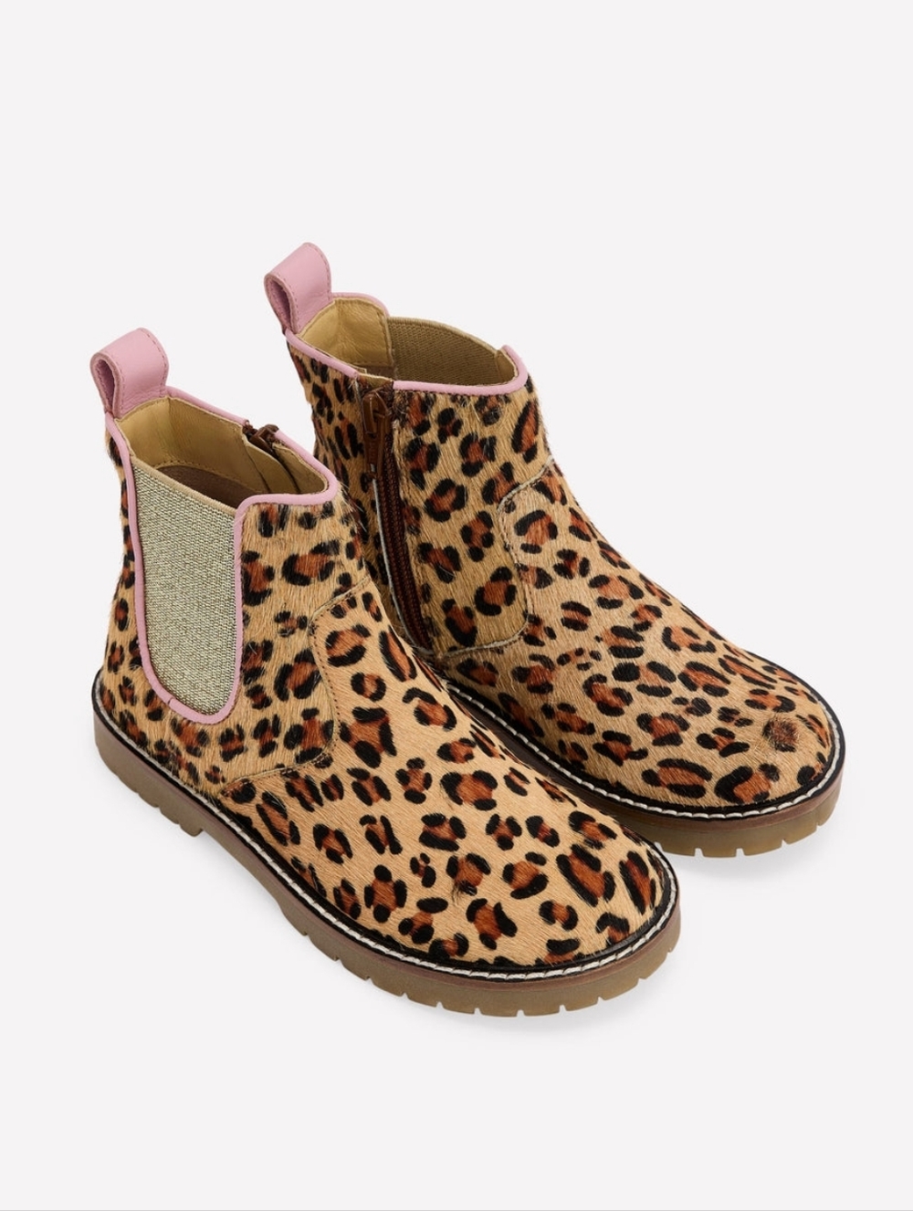 Mini Boden | Leather Chelsea Boot in Leopard